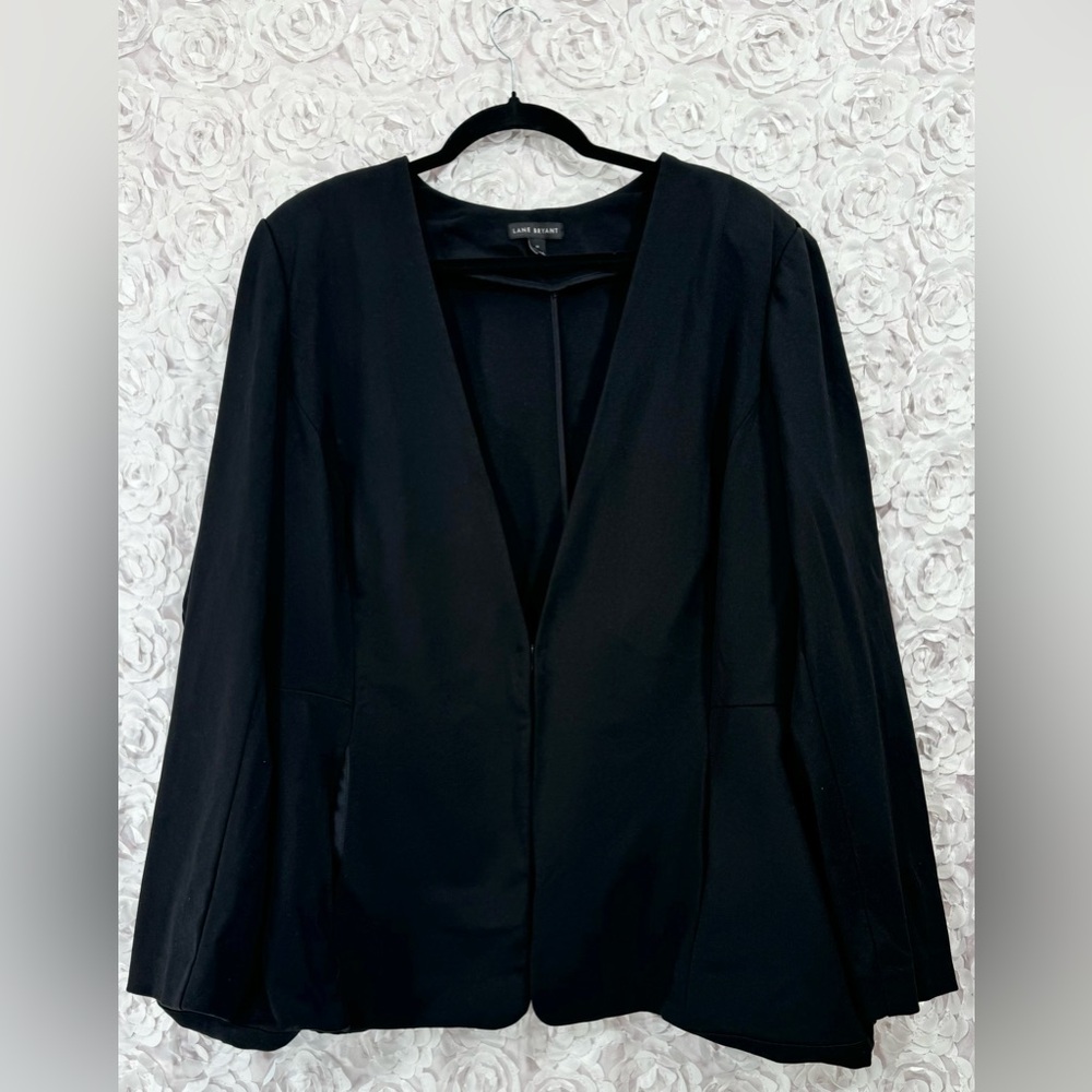 Lane Bryant Single Clasp Blazer Jacket Womens 24 Black Long Sleeve Career Coat